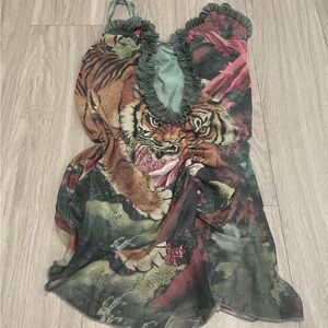 Y2K Multicolor Tiger Print Mini Dress